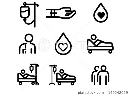 Medical healthcare icons blood donation patient care emergency hospital symbols illustration Medical healthcare icons blood donation patient care emergency hospital symbols illustration 140342059
