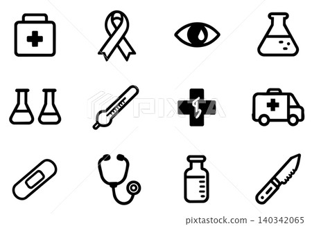 Medical icons health healthcare doctor hospital symbols outline equipment vector illustration set Medical icons health healthcare doctor hospital symbols outline equipment vector illustration set 140342065