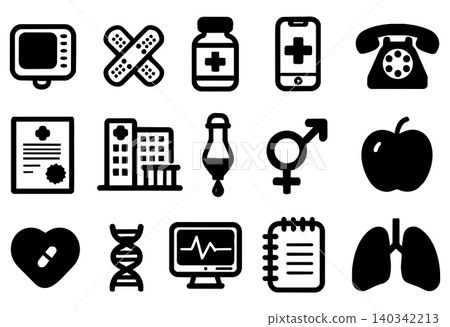 Set of various healthcare and medical icons covering emergency care hospital and medicine Set of various healthcare and medical icons covering emergency care hospital and medicine 140342213