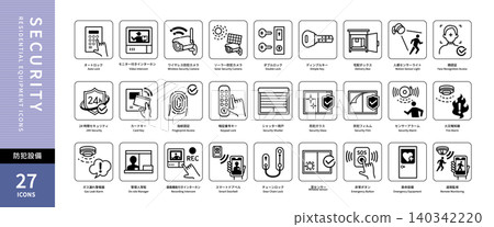 Security equipment icon set, residential equipment vector (27 icons) Security equipment icon set, residential equipment vector (27 icons) 140342220