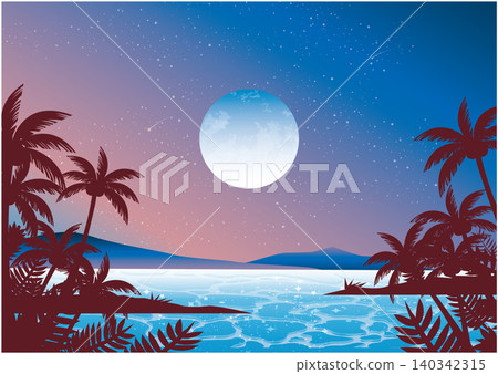 Beach scenery with a view of the night sky Beach scenery with a view of the night sky 140342315