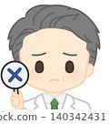 A man in a white coat holding a badge 140342431