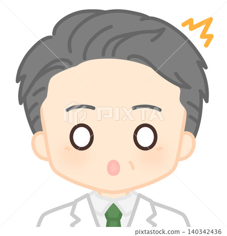 穿白大褂的男人看起來很驚訝。 140342436