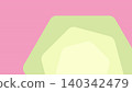 Abstract background with layered pastel green hexagon shapes over a pink background with subtle horizontal lines for creative design. 140342479