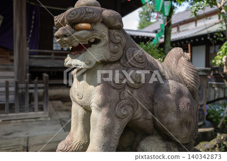 Komainu in the precincts of a shrine Komainu in the precincts of a shrine 140342873