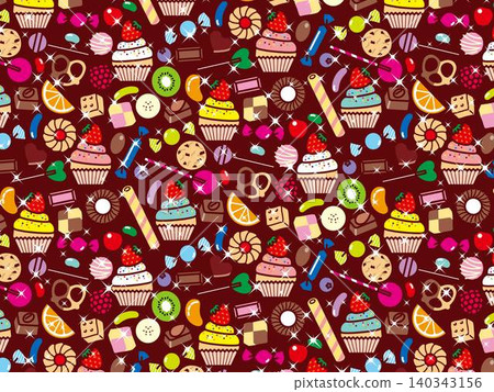 Cupcakes, sweets collection, pattern B, brown Cupcakes, sweets collection, pattern B, brown 140343156