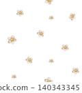 Seamless pattern with white chamomile or daisies on isolated background. Endless ornament for baby textiles, bedding or clothing. Romantic design of daisies for packaging and design. 140343345