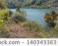 Matsukawa Lake, Okuno Dam, the season of cherry blossoms and fresh greenery, a water source for Ito City 140343363