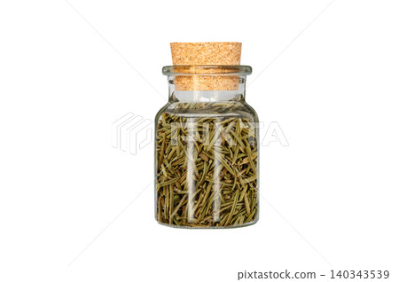 rosemary in glass container isolated on white background rosemary in glass container isolated on white background 140343539