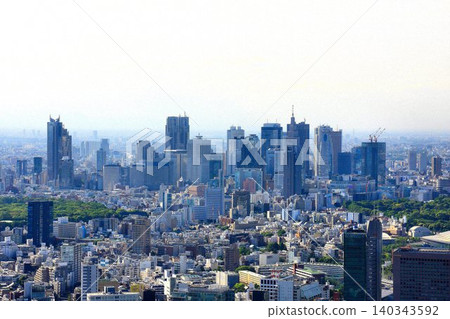 東京的摩天大樓…新宿的摩天大樓區 東京的摩天大樓…新宿的摩天大樓區 140343592