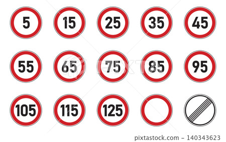 traffic signs set speed limit isolated vector illustration 140343623