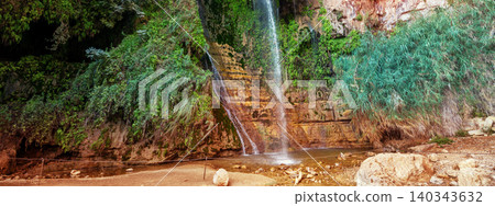 David's waterfall at Ein Gedi Nature Reserve. Israel. Real photo not by AI David's waterfall at Ein Gedi Nature Reserve. Israel. Real photo not by AI 140343632