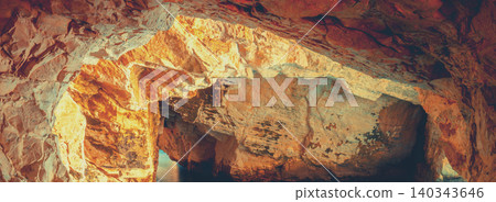 The Rosh HaNikra natural grottoes. Tunnel in the rock 140343646
