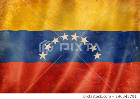 Old vintage flag of Venezuela, worn and stained Old vintage flag of Venezuela, worn and stained 140343791