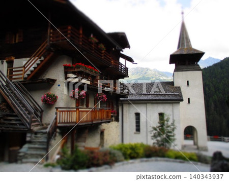 Grimentz Church, Switzerland (Diorama Style) Grimentz Church, Switzerland (Diorama Style) 140343937