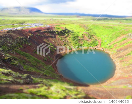 Iceland Keriz Crater Lake Diorama Wind Iceland Keriz Crater Lake Diorama Wind 140344023
