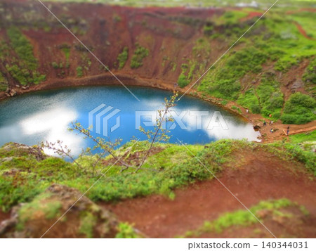 Iceland Keriz Crater Lake Diorama Wind Iceland Keriz Crater Lake Diorama Wind 140344031