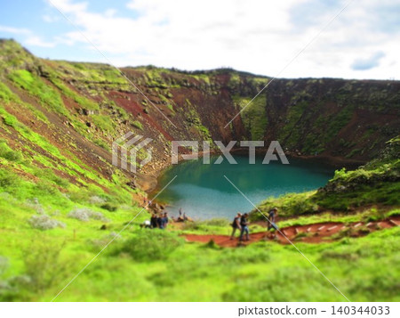 Iceland Keriz Crater Lake Diorama Wind Iceland Keriz Crater Lake Diorama Wind 140344033