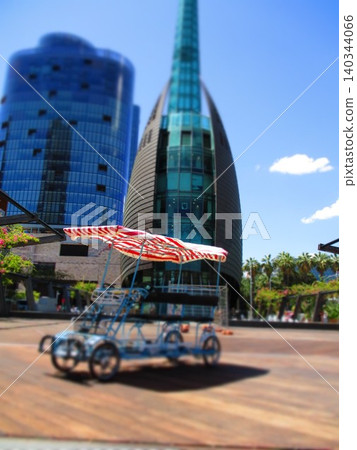 Diorama-style model of the Bell Tower and a four-seater bicycle in Perth, Australia. Diorama-style model of the Bell Tower and a four-seater bicycle in Perth, Australia. 140344066