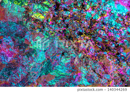 Macro mineral stone Titanium Quartz, Flame Aura Quartz on a white background 140344269