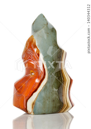 Macro mineral stone jasper patterned on a white background Macro mineral stone jasper patterned on a white background 140344312