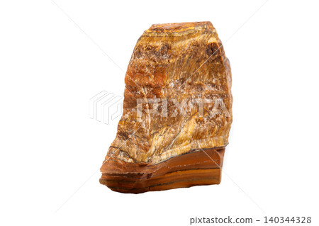 Macro mineral stone Tiger's eye in the breed on a white background 140344328