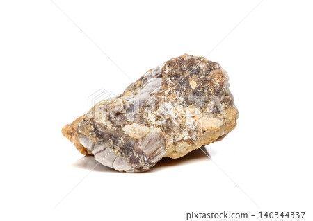 Macro mineral stone Corundum in rock a white background Macro mineral stone Corundum in rock a white background 140344337