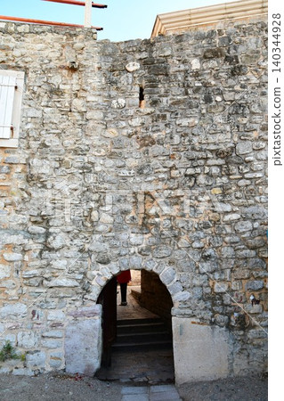 Montenegro, Budva, Old Town, City Walls, City Gate Montenegro, Budva, Old Town, City Walls, City Gate 140344928