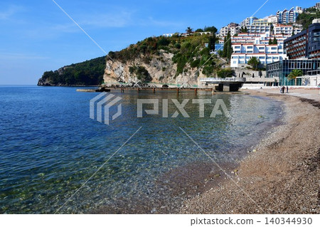 Montenegro, Pudva, Old Town, Old Town Beach, Adriatic Sea, Sandy Beach Montenegro, Pudva, Old Town, Old Town Beach, Adriatic Sea, Sandy Beach 140344930