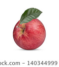 Fresh red apple with leaves isolated on white background 140344999