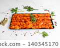 chicken skewers marinated with spices 140345170