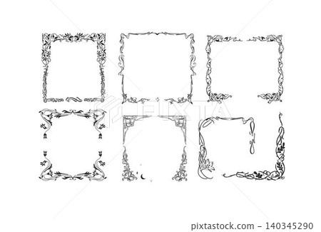 Hand drawn vector abstract outline,graphic,line vintage celebration ornament art nouveau frames set in drawing elegant style.Elegant decoration vintage outline design isolated. Floral ornament border Hand drawn vector abstract outline,graphic,line vintage celebration ornament art nouveau frames set in drawing elegant style.Elegant decoration vintage outline design isolated. Floral ornament border 140345290