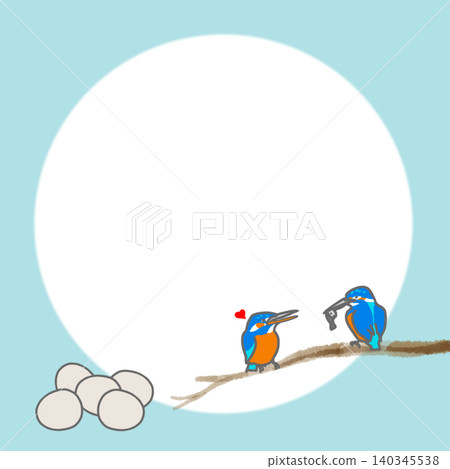 翠鳥夫婦與鳥蛋框（方形） 140345538