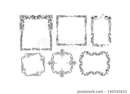 Hand drawn vector abstract outline,graphic,line vintage celebration ornament art nouveau frames set in drawing elegant style.Elegant decoration vintage outline design isolated. Floral ornament border Hand drawn vector abstract outline,graphic,line vintage celebration ornament art nouveau frames set in drawing elegant style.Elegant decoration vintage outline design isolated. Floral ornament border 140345633