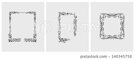 Hand drawn vector abstract outline,graphic,line vintage celebration ornament art nouveau frames set in drawing elegant style.Elegant decoration vintage outline design isolated. Floral ornament border Hand drawn vector abstract outline,graphic,line vintage celebration ornament art nouveau frames set in drawing elegant style.Elegant decoration vintage outline design isolated. Floral ornament border 140345758