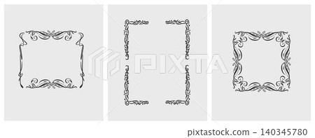 Hand drawn vector abstract outline,graphic,line vintage celebration ornament art nouveau frames set in drawing elegant style.Elegant decoration vintage outline design isolated. Floral ornament border Hand drawn vector abstract outline,graphic,line vintage celebration ornament art nouveau frames set in drawing elegant style.Elegant decoration vintage outline design isolated. Floral ornament border 140345780