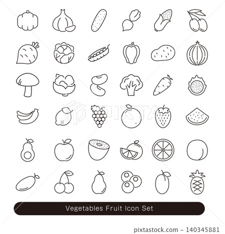Vegetable and Fruit Icon Set Vegetable and Fruit Icon Set 140345881