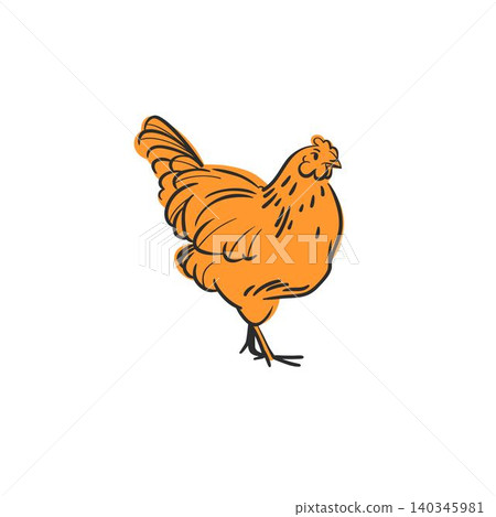 Hand drawn abstract vector graphic illustration collection with cute, stylized domestic animals rooster and hen character.Trendy modern farm design concept.Vector line farm animal symbol. animal icons Hand drawn abstract vector graphic illustration collection with cute, stylized domestic animals rooster and hen character.Trendy modern farm design concept.Vector line farm animal symbol. animal icons 140345981