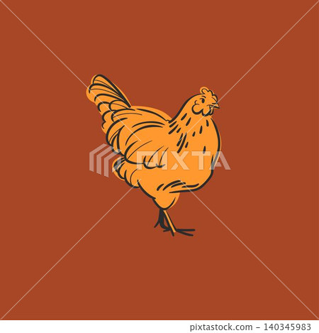 Hand drawn abstract vector graphic illustration collection with cute, stylized domestic animals rooster and hen character.Trendy modern farm design concept.Vector line farm animal symbol. animal icon Hand drawn abstract vector graphic illustration collection with cute, stylized domestic animals rooster and hen character.Trendy modern farm design concept.Vector line farm animal symbol. animal icon 140345983