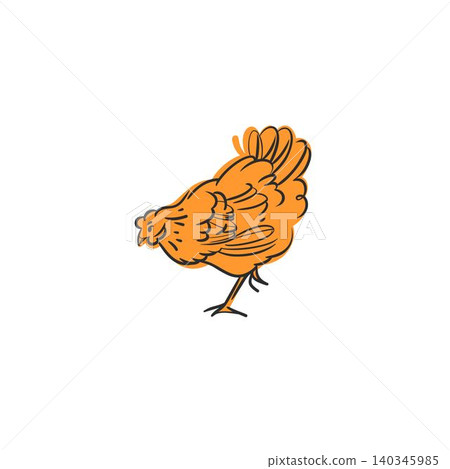Hand drawn abstract vector graphic illustration collection with cute, stylized domestic animals rooster and hen character.Trendy modern farm design concept.Vector line farm animal symbol. animal icons Hand drawn abstract vector graphic illustration collection with cute, stylized domestic animals rooster and hen character.Trendy modern farm design concept.Vector line farm animal symbol. animal icons 140345985