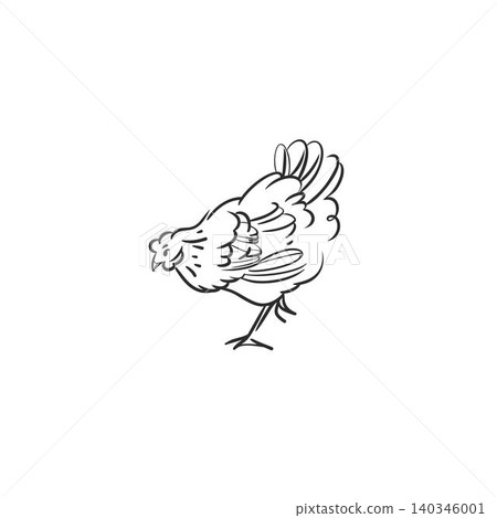 Hand drawn abstract vector graphic illustration collection with cute, stylized domestic animals rooster and hen character.Trendy modern farm design concept.Vector line farm animal symbol. animal icons Hand drawn abstract vector graphic illustration collection with cute, stylized domestic animals rooster and hen character.Trendy modern farm design concept.Vector line farm animal symbol. animal icons 140346001