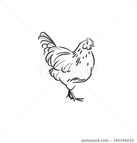 Hand drawn abstract vector graphic illustration collection with cute, stylized domestic animals rooster and hen character.Trendy modern farm design concept.Vector line farm animal symbol. animal icons Hand drawn abstract vector graphic illustration collection with cute, stylized domestic animals rooster and hen character.Trendy modern farm design concept.Vector line farm animal symbol. animal icons 140346010