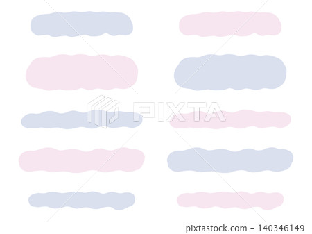 A set of horizontally elongated, hand-drawn shapes that resemble fluffy clouds (blue and pink). A set of horizontally elongated, hand-drawn shapes that resemble fluffy clouds (blue and pink). 140346149