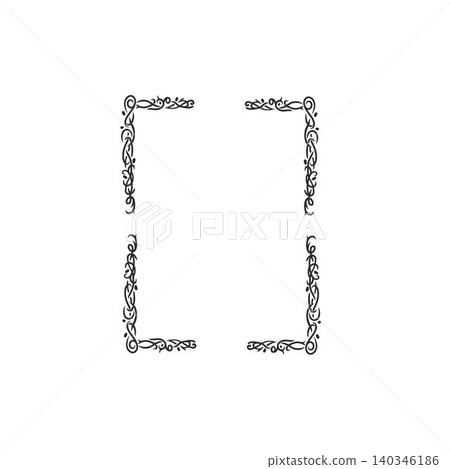 Hand drawn vector abstract outline,graphic,line vintage celebration ornament art nouveau frame in drawing elegant style.Elegant decoration vintage outline design isolated. Floral ornament border Hand drawn vector abstract outline,graphic,line vintage celebration ornament art nouveau frame in drawing elegant style.Elegant decoration vintage outline design isolated. Floral ornament border 140346186