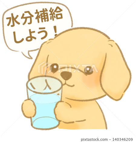 一幅可愛的繪本風格插圖,描繪了一隻小狗敦促人們多喝水以預防中暑。 一幅可愛的繪本風格插圖,描繪了一隻小狗敦促人們多喝水以預防中暑。 140346209