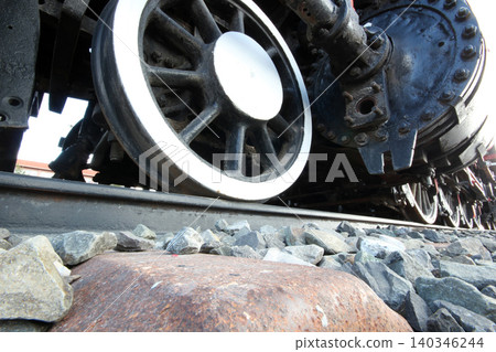 Old train wheels on the railway 140346244
