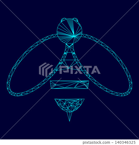 Bee low poly triangulation triangulated polygonal electric cyan 140346325