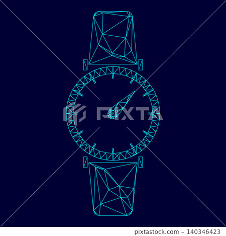 Hand watch low poly triangulation triangulated polygonal electri Hand watch low poly triangulation triangulated polygonal electri 140346423