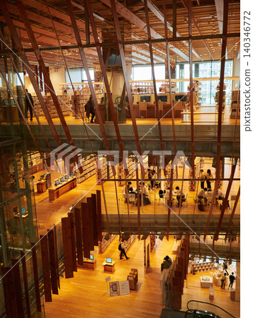 The bookshelves inside Toyama Library and the people using them. The bookshelves inside Toyama Library and the people using them. 140346772