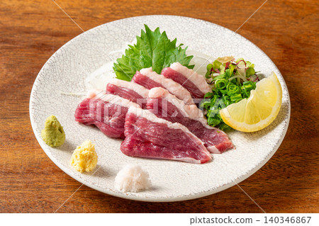 Kawachi Duck Sashimi: A luxurious dish featuring fresh Kawachi duck. Kawachi Duck Sashimi: A luxurious dish featuring fresh Kawachi duck. 140346867